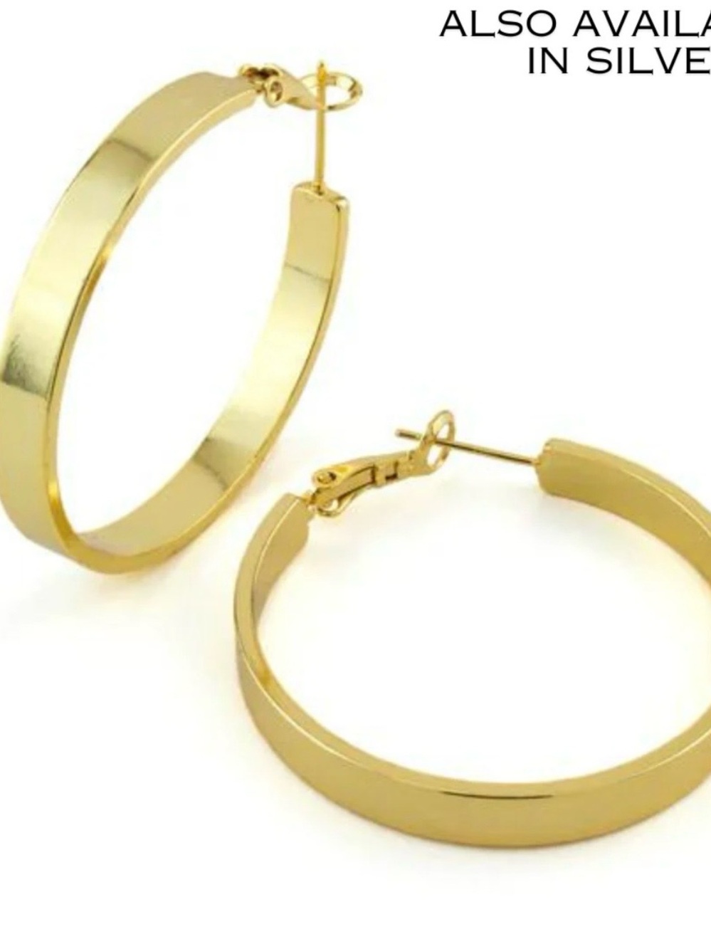 Erimish Shiny Gold Flat Hoop Earrings